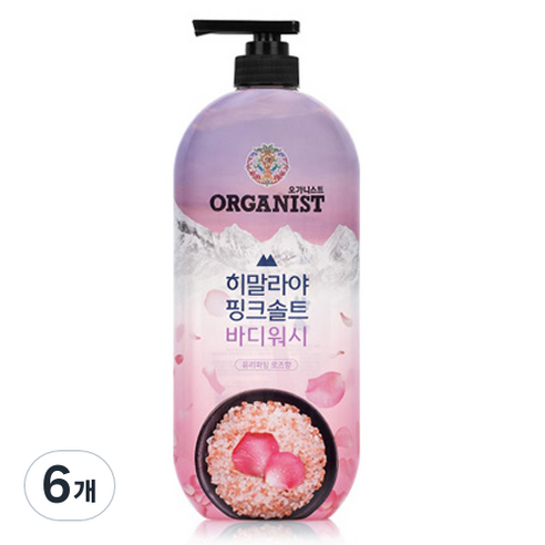 오가니스트 히말라야 핑크솔트 바디워시 로즈향, 865ml, 6개