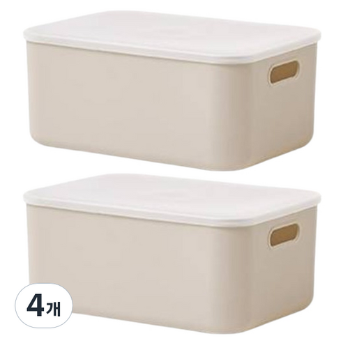 룸앤홈 애니 팬트리 수납박스, 베이지, M(260 x 365 x 160 mm), 4개