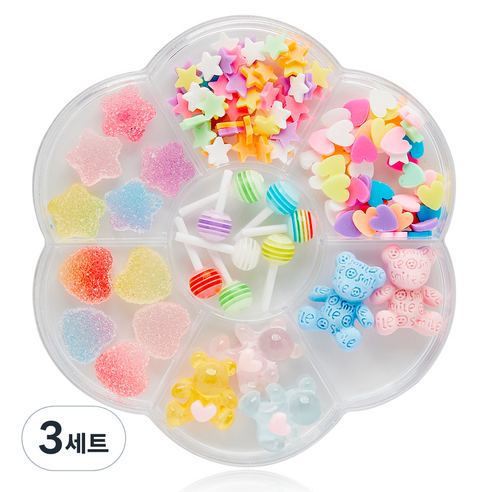 메이브라운 캔디스톤 믹스 네일파츠 7종 세트, 3세트, 혼합색상