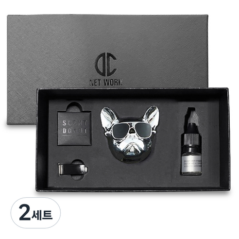 디씨네트워크 차량용 불독 방향제 유광실버 오일향, 2세트, 에어프릴프레쉬