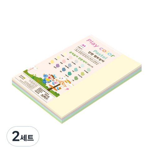 종이문화 플레이칼라 파스텔 색지 혼합 180g A4 100p, 15색, 2세트