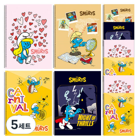 영아트 스머프 영어노트 넓은칸 10p세트, 혼합색상, 5세트