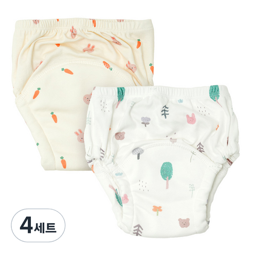 아띠래빗 유아용 순면 6중 방수 배변 훈련팬티 2종 세트, 4세트, 토끼, 숲
