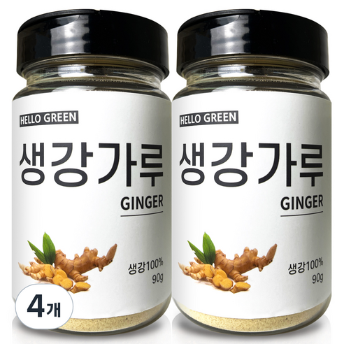 헬로우그린 국내산 생강 가루 통, 90g, 4개