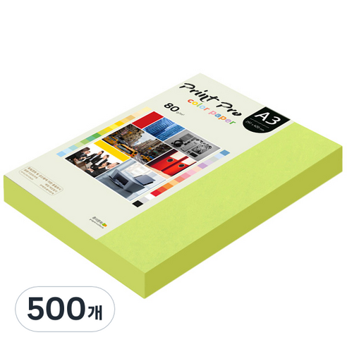 종이문화 프린트 프로 칼라복사지 No.09 브라이트그린 80g, A3, 500개