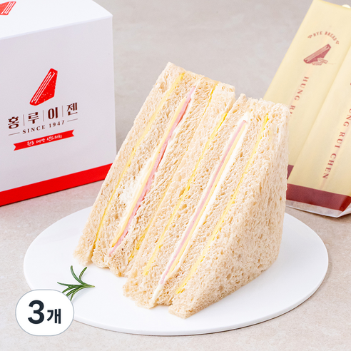 홍루이젠 호밀빵 햄 치즈 샌드위치, 296g, 3개