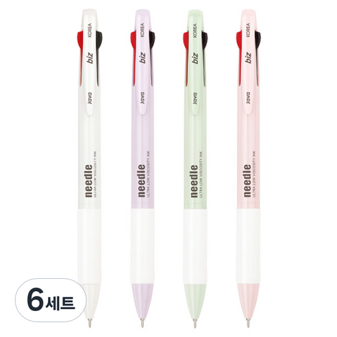 자바펜 N 제트 3볼 니들팁 볼펜 4종 세트 0.7mm, 라벤더, 그레이, 그린, 핑크, 6세트