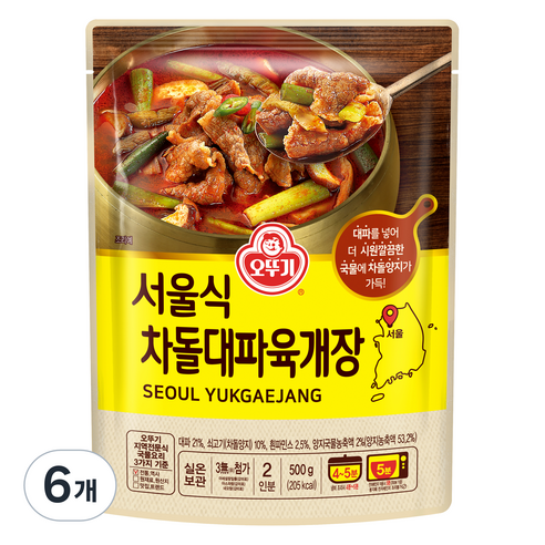 오뚜기 서울식 차돌대파육개장, 500g, 6개