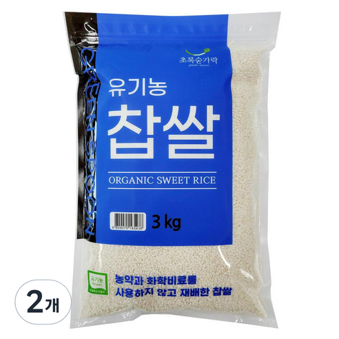 초록숟가락 유기농 찹쌀, 3kg, 2개