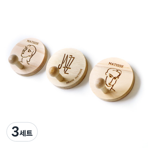 레몬아트 우드 앤 레이저각인 감성 플러스 걸이개 자석형 3종 세트, 마킹A, 3세트