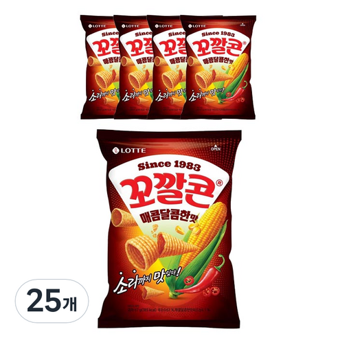 롯데제과 꼬깔콘 매콤달콤한맛, 67g, 25개