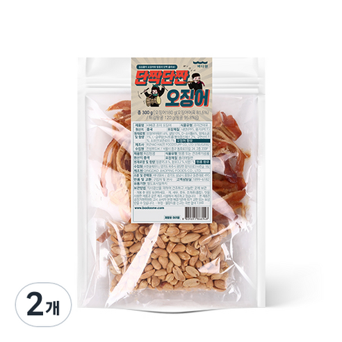 바다원 단짝단짠 바베큐 오징어 앤 땅콩, 300g, 2개