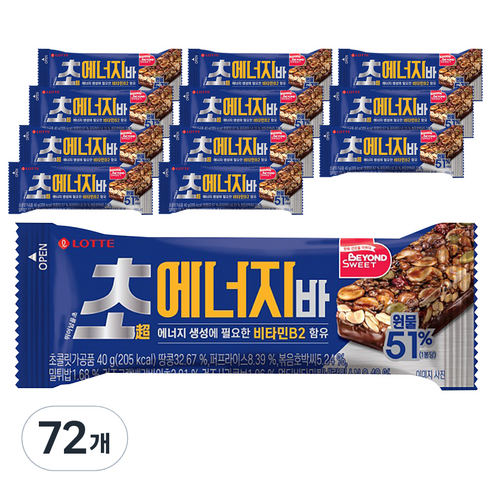 롯데웰푸드 초 에너지바, 40g, 72개
