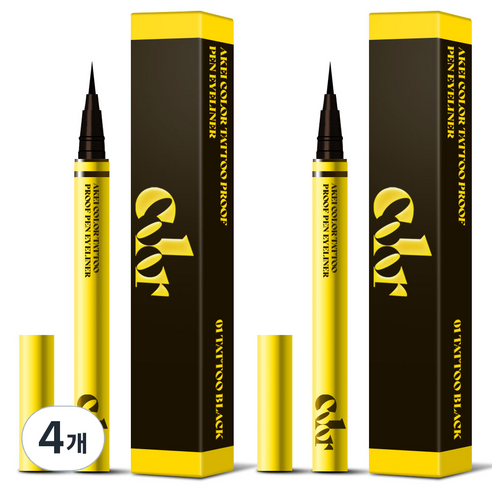 아케이 컬러 타투 프루프 펜 아이 라이너 0.5g, 4개, 타투브라운