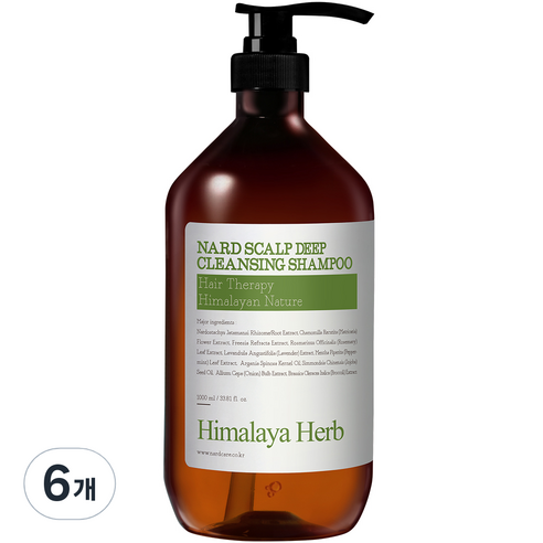 부케가르니 나드 두피 비듬 딥 클렌징 가려움 케어 샴푸, 1000ml, 6개