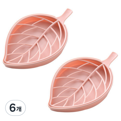 하이엉클 파스텔 나뭇잎 비누 받침대, 핑크, 6개