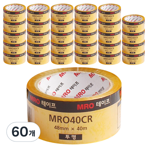 MRO 투명 박스테이프 48mm x 40m, 60개