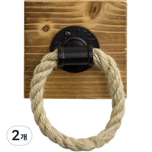 몬드스팟 욕실 주방 거실 우드 원목 로프 휴지걸이 14 x 13.3 x 7 cm RB20675, 브라운, 2개
