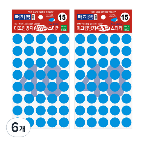 터치엠 미끄럼방지 실리콘 스티커 투명 40p, 6개