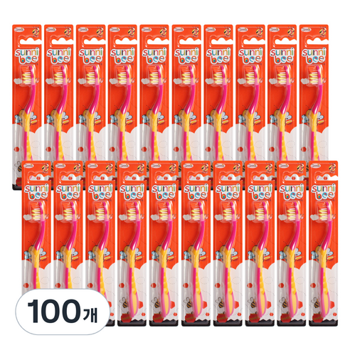 지앤마 써니비 여아용 3단계 유아칫솔, 혼합색상, 100개, 1개입