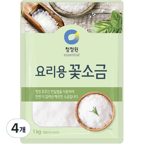 청정원 요리용 꽃소금, 1kg, 4개