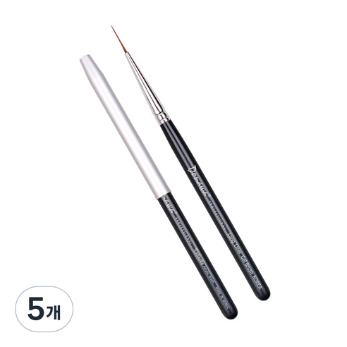 도나와 젤 네일 브러쉬 라이너 롱, 블랙, 5개