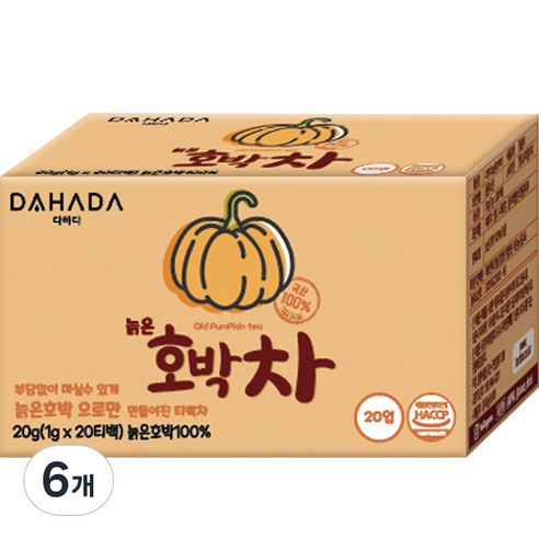 다하다 늙은 호박차 20p, 1g, 20개입, 6개