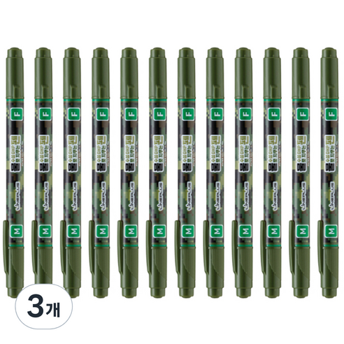 라인플러스 OHP펜 1mm 물펜MF 0.4mm 12p, 녹색, 3개