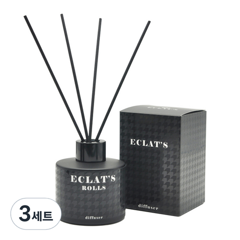 에클라스 디퓨저 100ml + 리드스틱 4p 본품, 3세트, 아쿠아 블랙 + 리드스틱4p