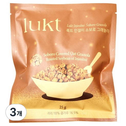 LUKT 인절미 소보로 그래놀라, 3개, 25g