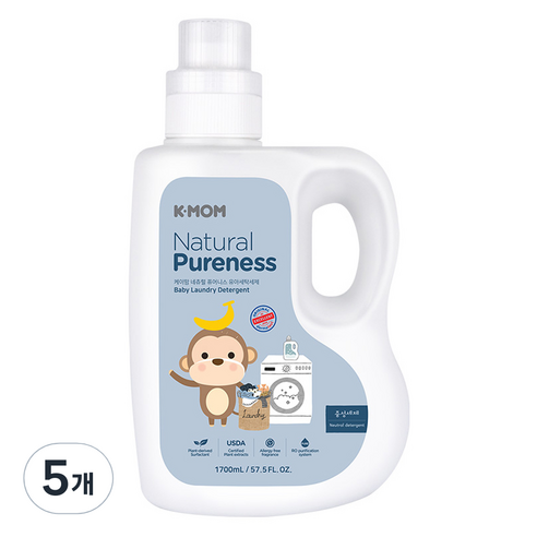 케이맘 유아세탁세제 용기형, 1.7L, 5개