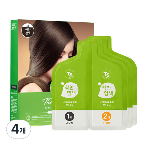 TS 더착한 염색 파우치형 120g, 7호 연한갈색, 4개