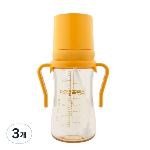 아이별프렌즈 국내 제조 PESU 빨대컵 300ml, 옐로우, 3개