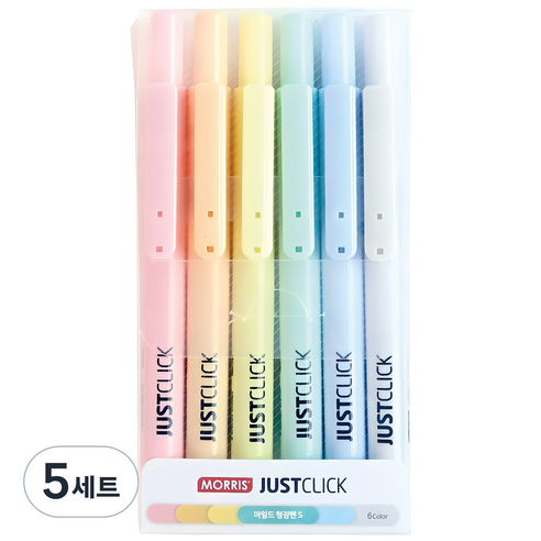 저스트클릭 S 마일드 형광펜 6p, 혼합색상, 5세트
