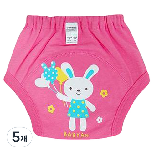 베이비앙 배변훈련팬티, 딥핑크(토끼), 5개
