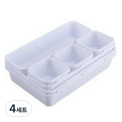 원더스토어 서랍 정리함 트레이 데스크 오거나이저 세트, 화이트, 4세트