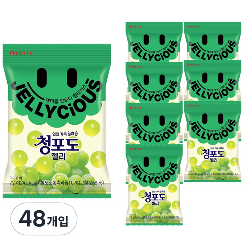 롯데제과 청포도 젤리, 72g, 48개입