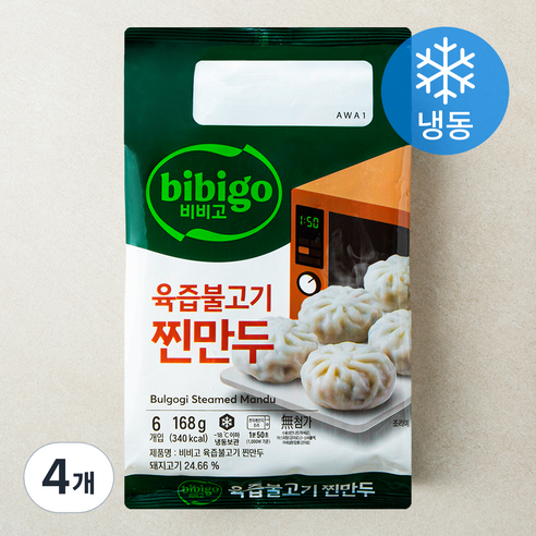 비비고 육즙 불고기 찐만두 (냉동), 168g, 4개