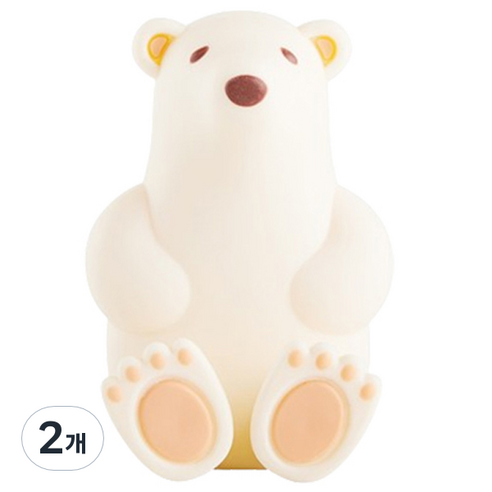 블럭마트 곰모양 칫솔 다용도 홀더, 크림, 2개