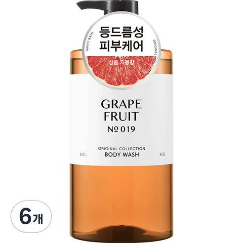 해피바스 오리지널컬렉션 등드름 자몽 바디워시, 6개, 910g