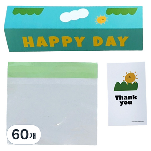마커스스토어 알록달록 해피데이 헤더택 포장 대, 민트, 60개