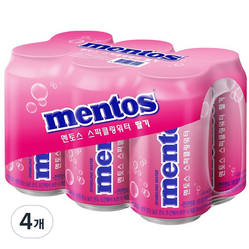 멘토스 스파클링 워터 딸기 6p, 355ml, 4개