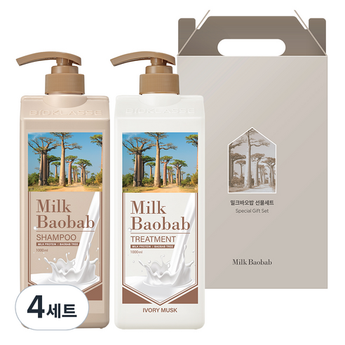 밀크바오밥 헤어 2종 선물세트 아이보리머스크향, 4세트