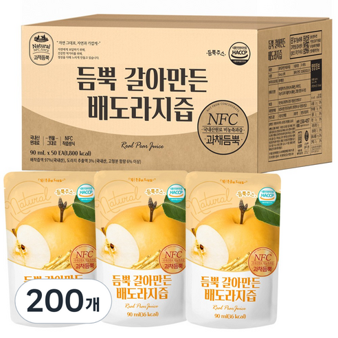 유기농마루 듬뿍 갈아만든 배도라지즙, 90ml, 200개