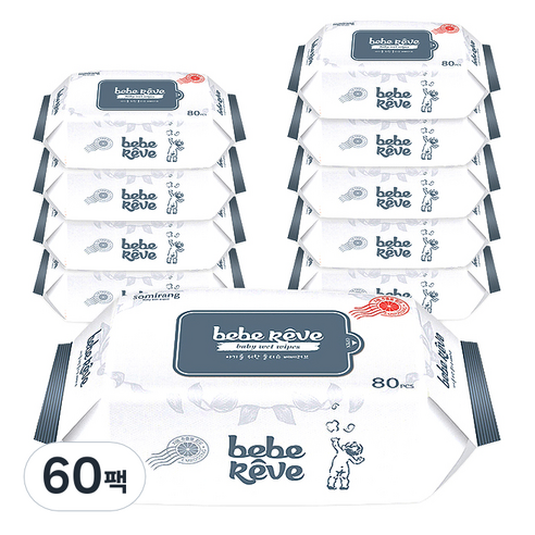소미랑 베베러브 물티슈 리필형, 80매, 60팩