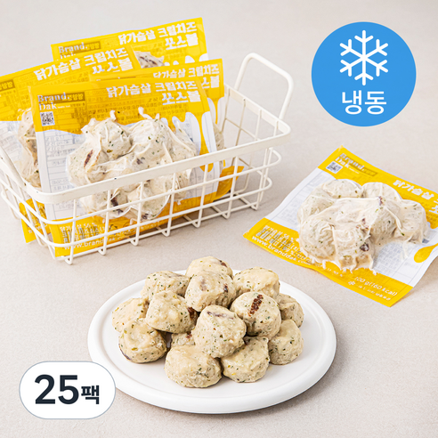 브랜드닭 닭가슴살 쏘스볼 크림치즈 (냉동), 25팩, 100g