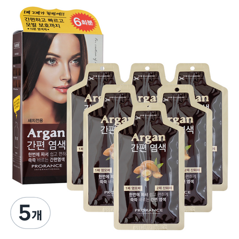 프로랑스 아르간 간편 염모제 6p, 흑갈색, 5개