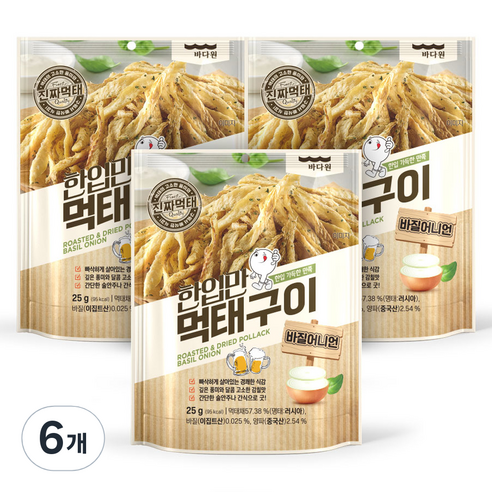 바다원 한입만 먹태구이 바질어니언, 25g, 6개