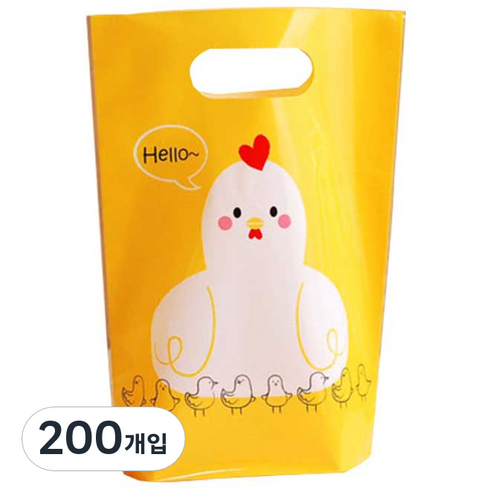 이홈베이킹 비닐 쇼핑백 스탠드형, 헬로꼬꼬, 200개입