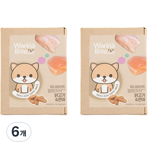 반려동물 워너바이트 말랑져키 가수분해 간식, 혼합맛(닭고기/연어), 120g, 6개